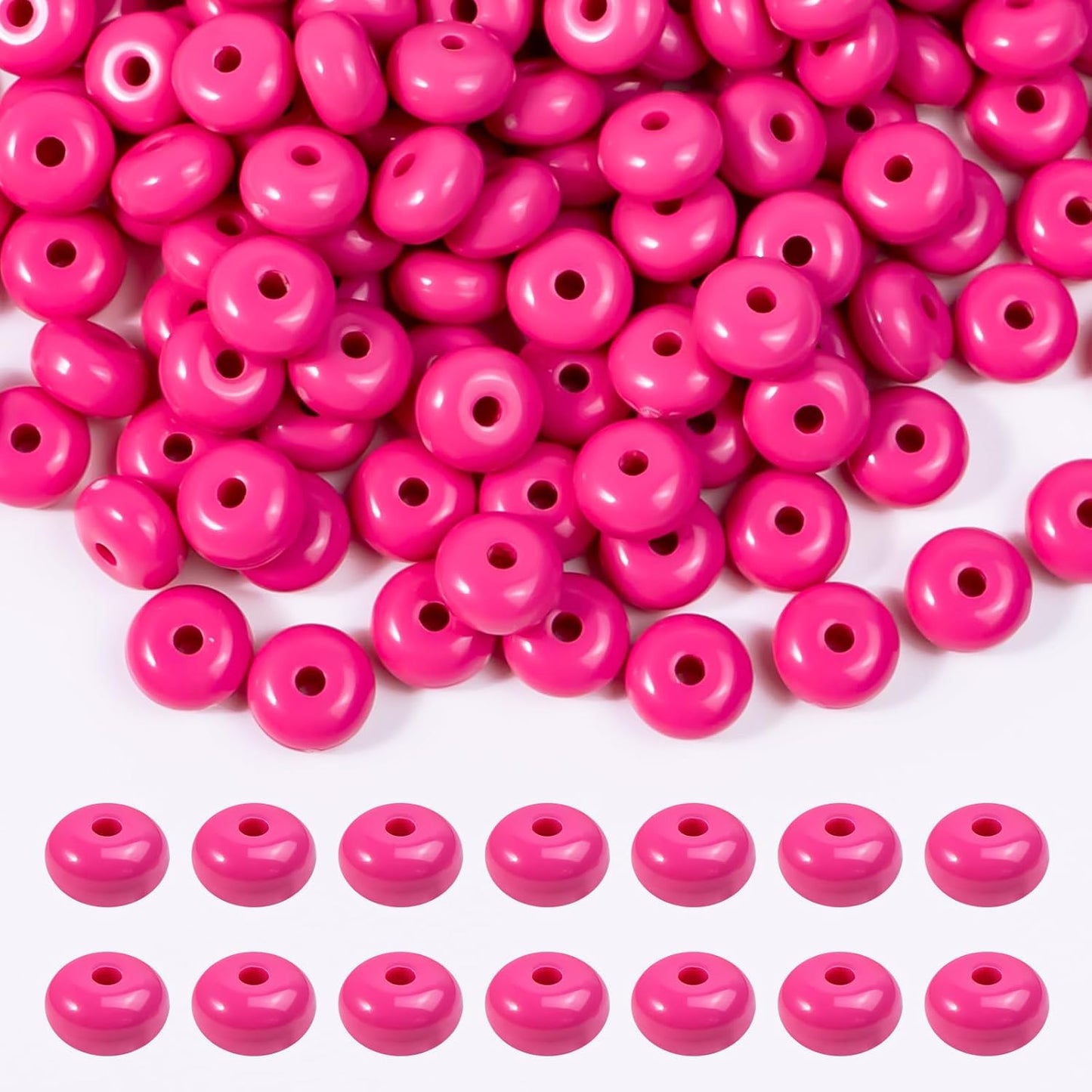 500PCS 8mm Acrylic Lentil Beads, White Abacus Beads Loose Beads for Crafts, Acrylic Spacer Beads for Jewelry Bracelet Necklace Making, Beads for Pens Charms Crafts, Small