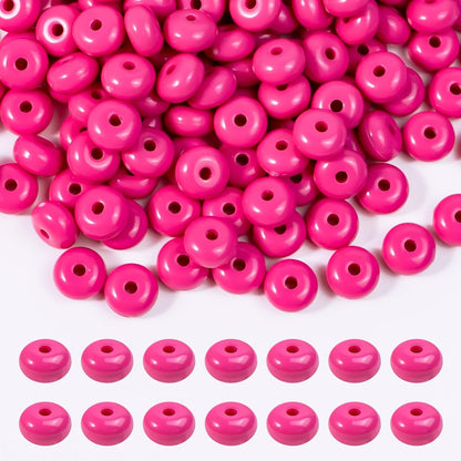 500PCS 8mm Acrylic Lentil Beads, White Abacus Beads Loose Beads for Crafts, Acrylic Spacer Beads for Jewelry Bracelet Necklace Making, Beads for Pens Charms Crafts, Small