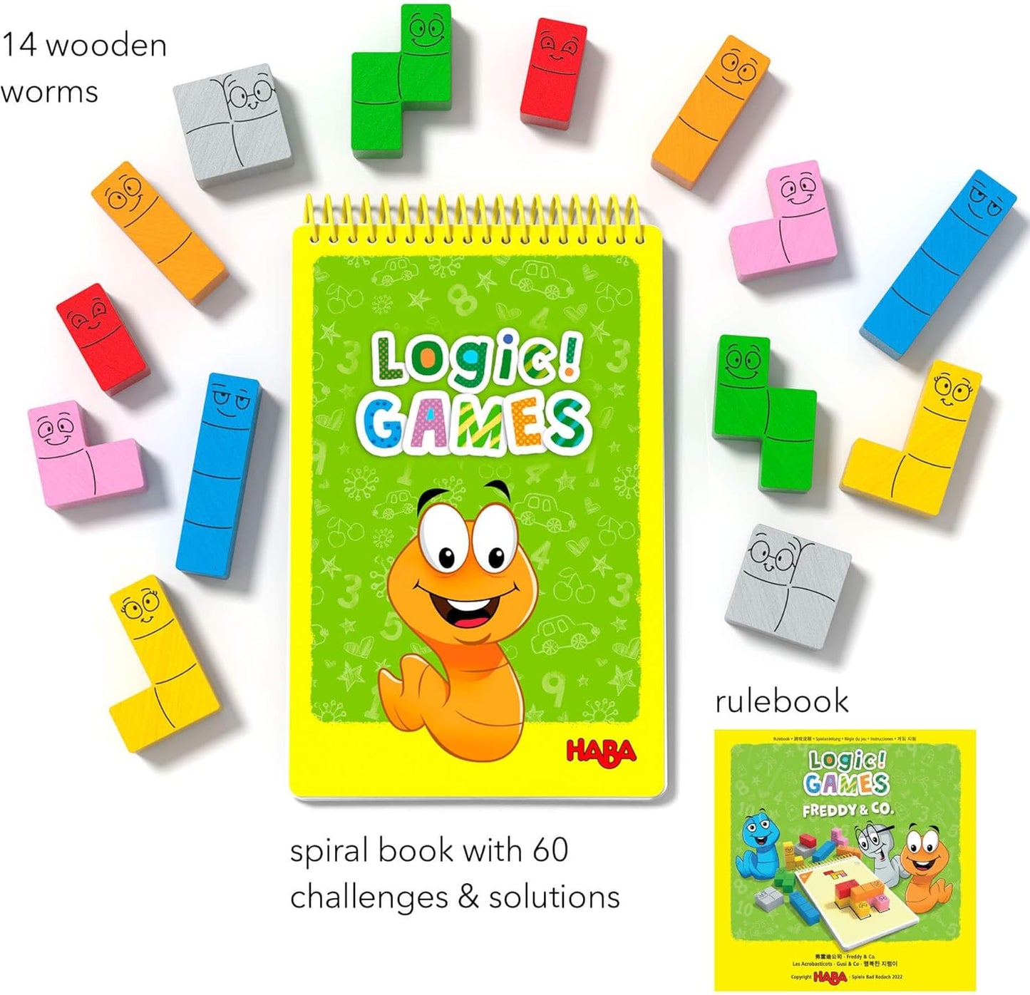 HABA Logic! Games: Happy Worms - Solo Brain Teaser Puzzling Game