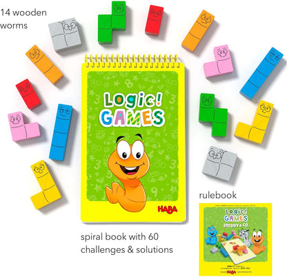 HABA Logic! Games: Happy Worms - Solo Brain Teaser Puzzling Game