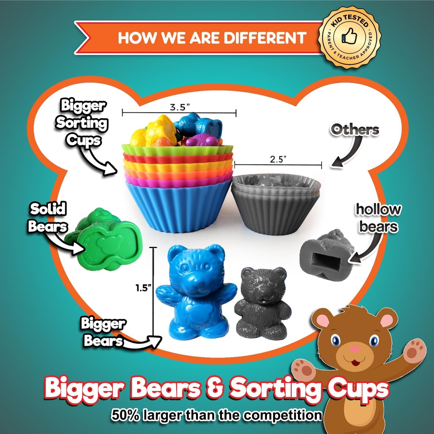 Deluxe Counting & Sorting Bears Game Set - Montessori Fine Motor Learning Jumbo Toys with Stacking Cups, 60 Preschool Math Manipulatives, 2 Toddler Games Dice, Toy Storage & Activities eBook