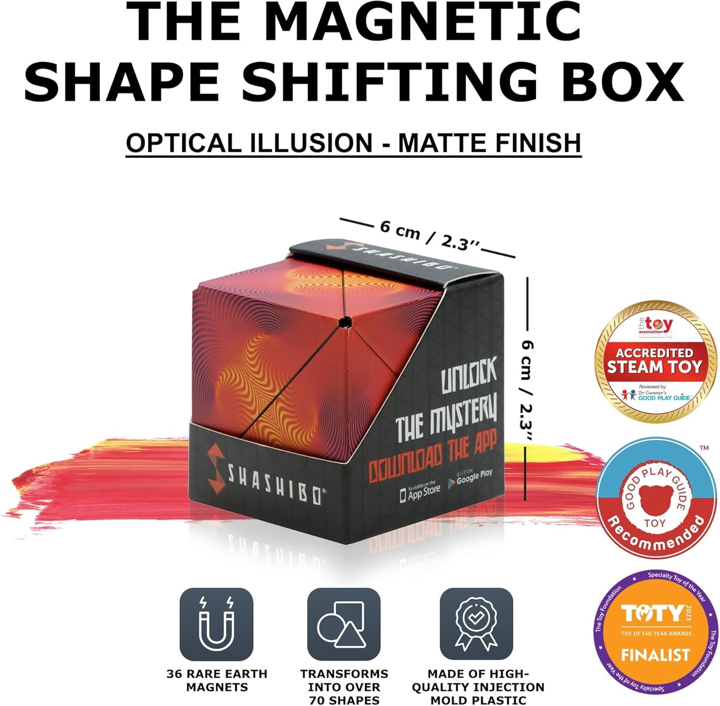 Shashibo Shape Shifting Box - Award-Winning STEM Fidget Toy with Ultra Strong Magnets - Puzzle Cube Transforms Into 100+ Shapes, Perfect Sensory Gift for Kids, Teens, and Adults (Blue Planet)