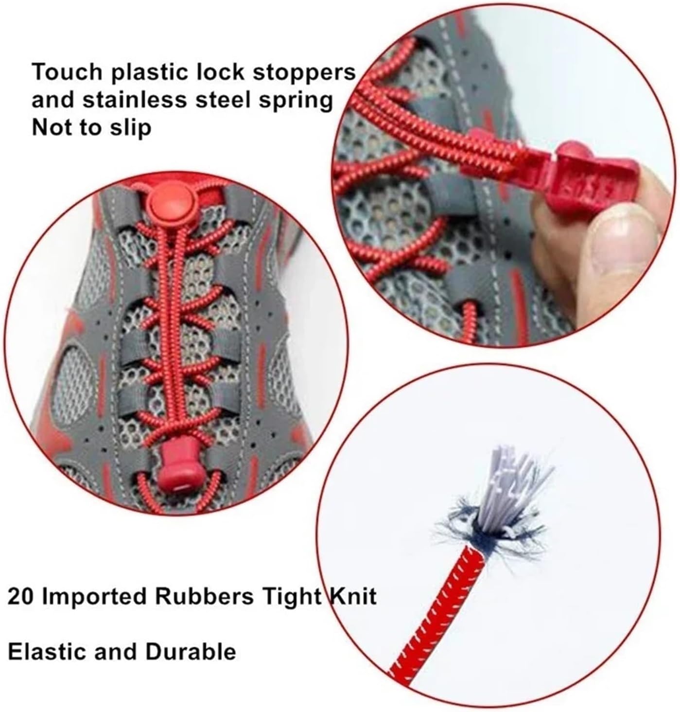 Elastic Shoelaces Round Locking No Tie Shoe Laces Kids Adult Lazy Rubber Sneakers Shoelace