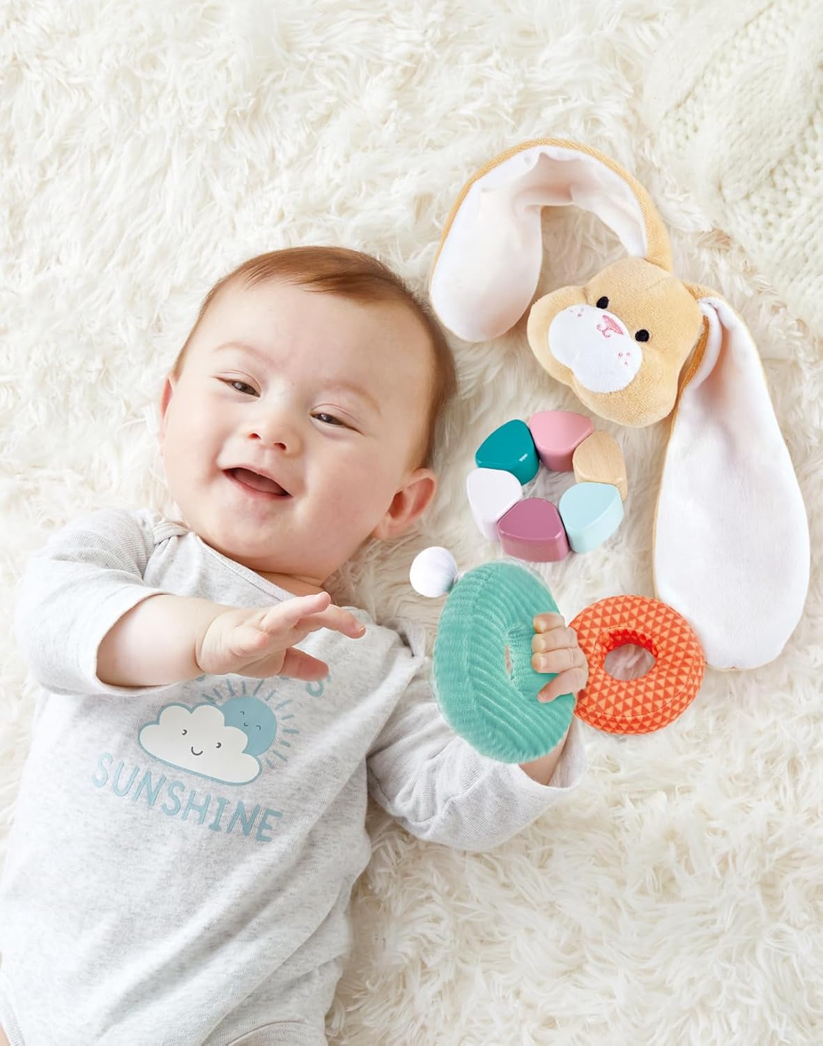 Hape Bunny Stacker|Wooden Stacking Rings|Wobble Learning Tower Developmental Toy, for Babies 10 Months+