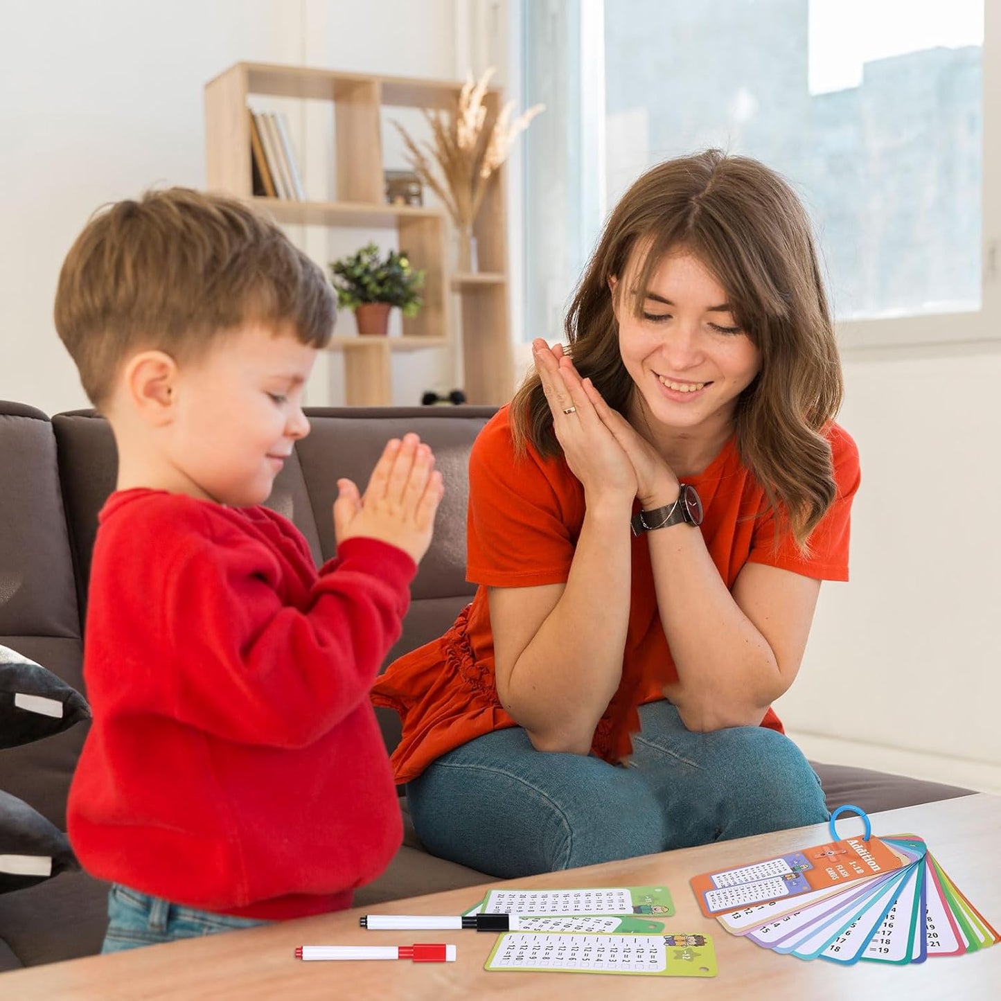 30PCS Reusable Multiplication Flash Cards&Division Flash Cards with 4 Dry Erase Pens 2 Rings,Math Flashcards for 1st to 3rd Grades,Math Games for Classroom and Home