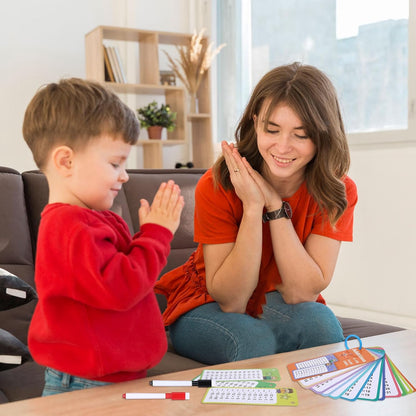 30PCS Reusable Multiplication Flash Cards&Division Flash Cards with 4 Dry Erase Pens 2 Rings,Math Flashcards for 1st to 3rd Grades,Math Games for Classroom and Home