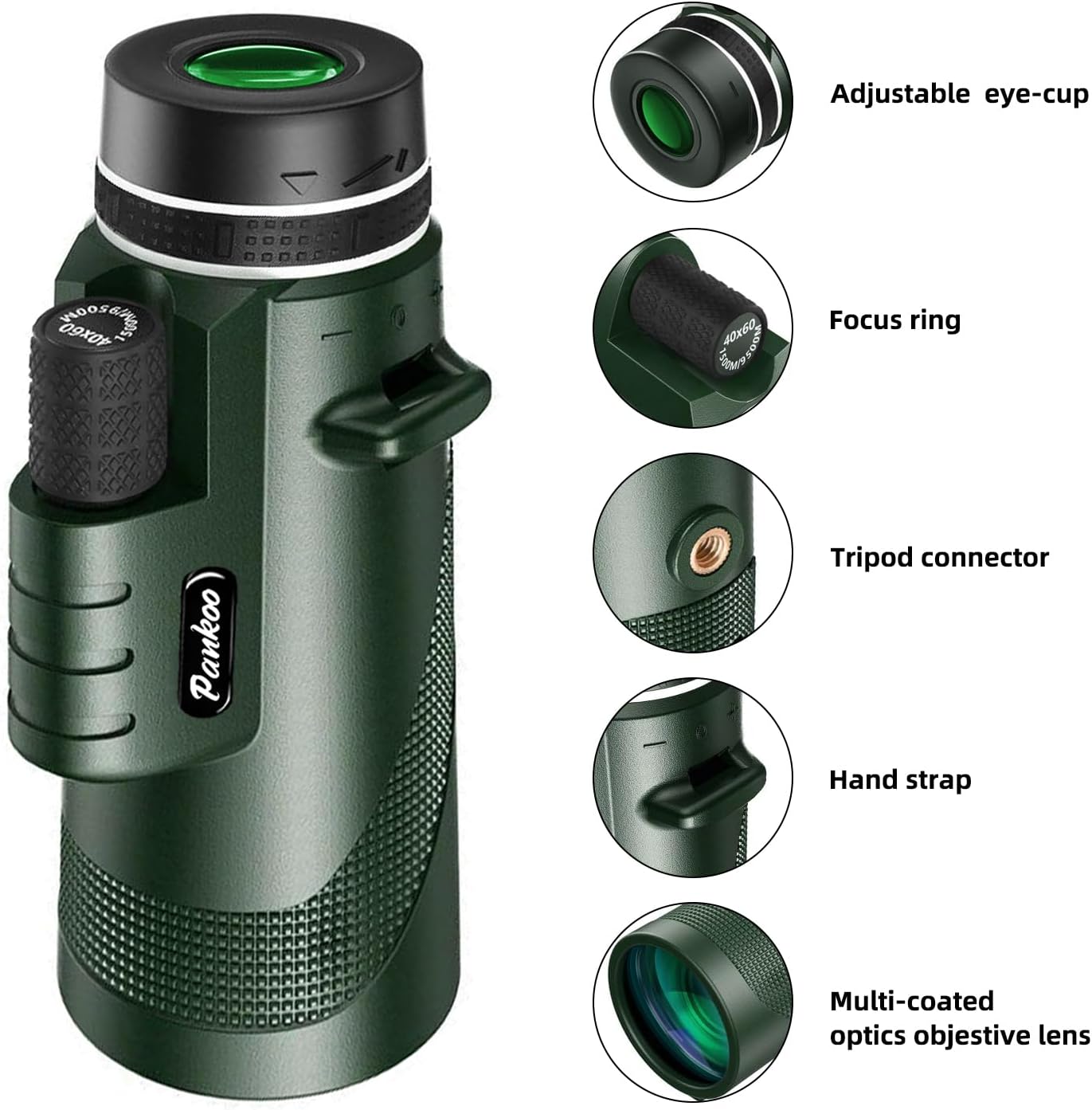 Pankoo 12x60 HD Monocular Telescope for Adults high Powered | Comes with Smartphone Adapter Tripod Hand Strap | Suitable for Bird Watching Sports Hiking Traveling