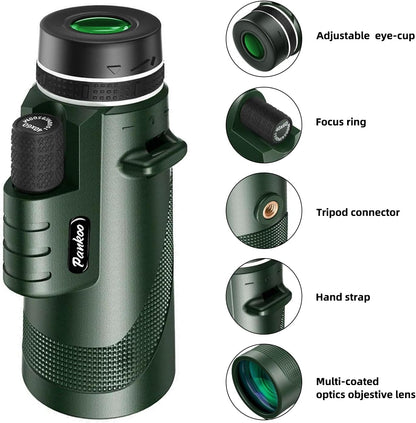 Pankoo 12x60 HD Monocular Telescope for Adults high Powered | Comes with Smartphone Adapter Tripod Hand Strap | Suitable for Bird Watching Sports Hiking Traveling
