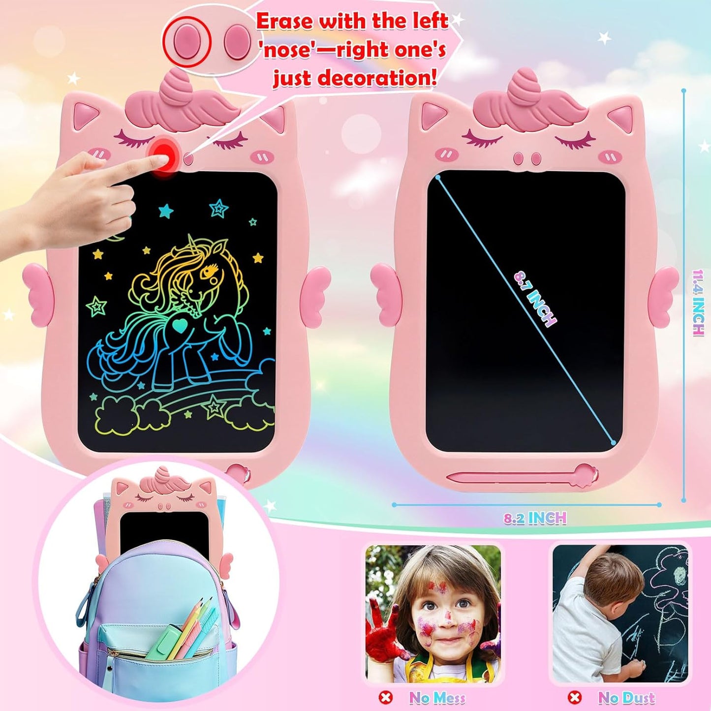 Toddler Toys Age 1-2,10IN Drawing Tablet Doodle Board Writing Tablet for Kids,Learning Toy for 1 2 3 4 5 6 7 8 Year Old Boys Girls Christmas Birthday Gifts,Travel Games Dinosaur Toy for Boys 4-6