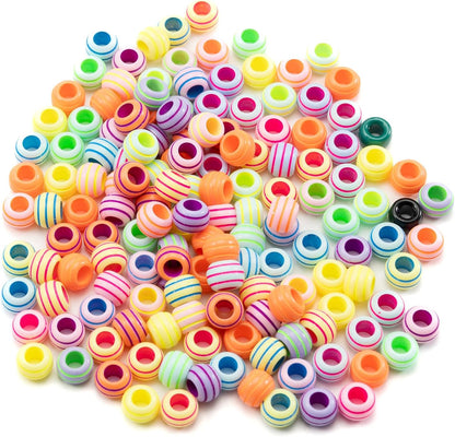 Gxueshan 1000 Pcs Acrylic Black Pony Beads 6x9mm Large Hole Pen Hair Kandi Beads Bulk for Friendship Bracelet Necklace Jewelry Making Earring Braiding Kit