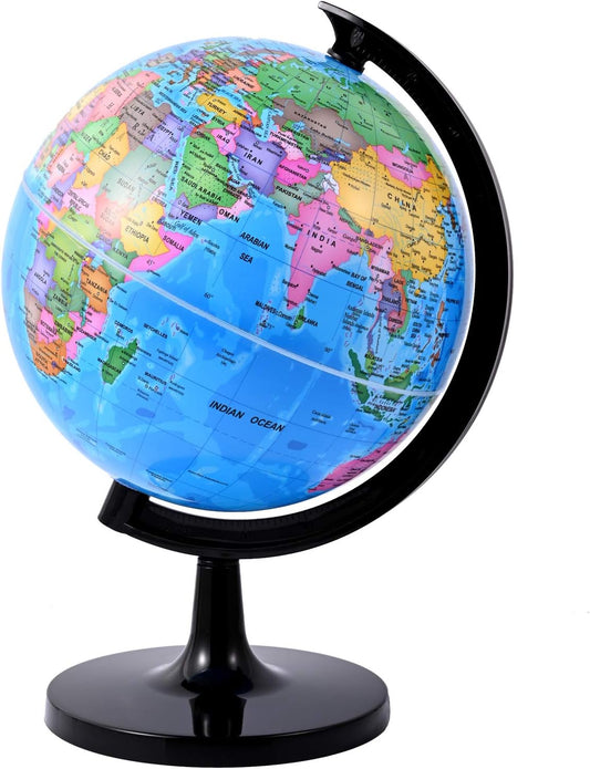 Wizdar 8'' World Globe for Kids Learning, DIY Assemble Educational Rotating World Map Globes Large Size Decorative Earth Children Globe for Classroom Geography Teaching, Desk and Office Decoration
