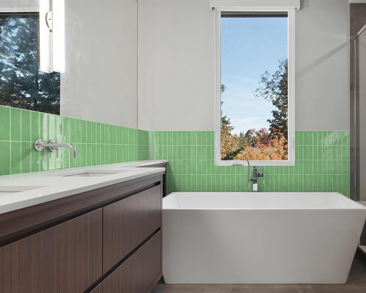 Plain White Peel and Stick Backsplash Tile Rectangle Subway Self Adhesive Wall Tiles for Kitchen (10-Sheet,12"x12")