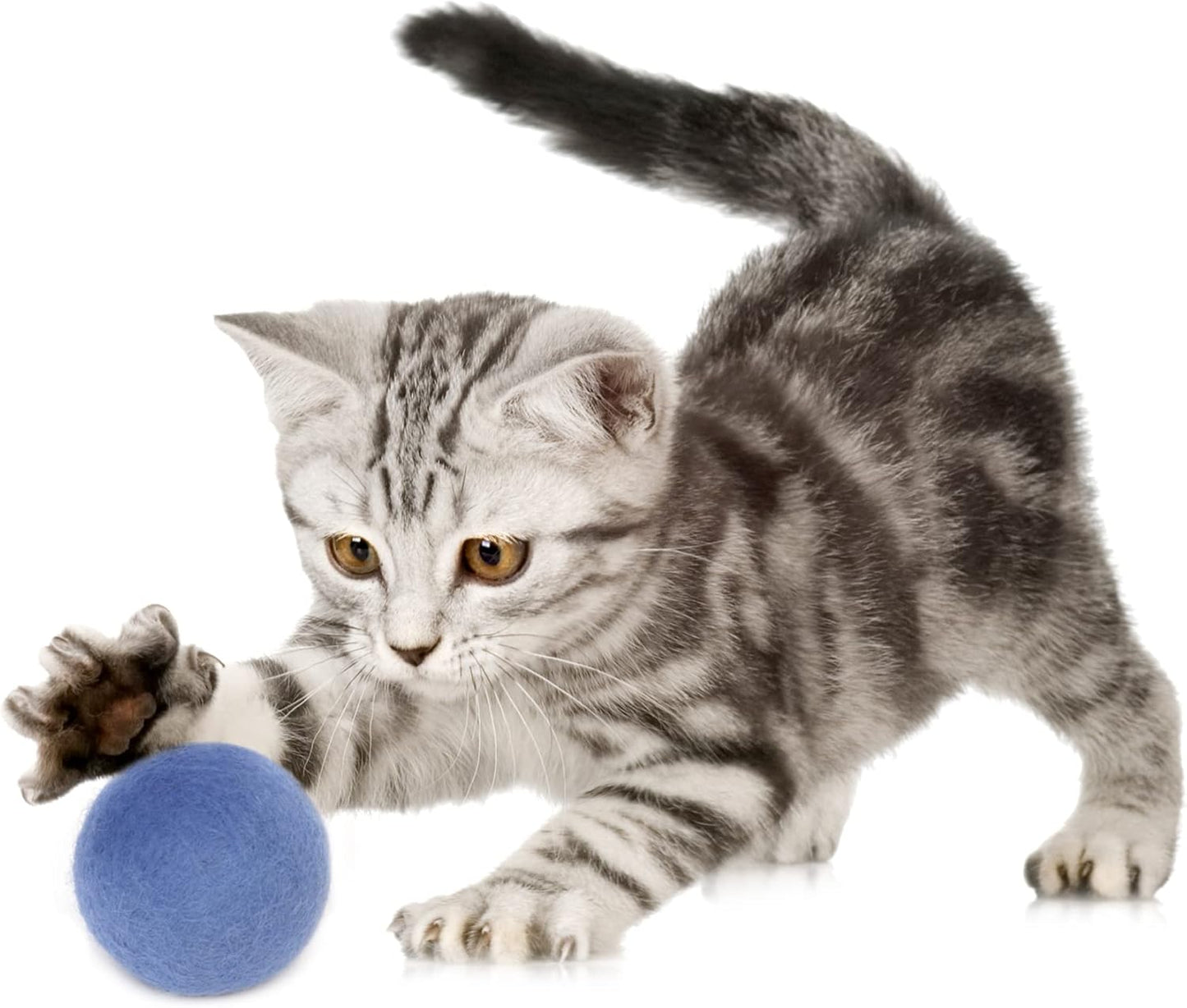 Glaciart One Felt Balls, Felt Pom Poms (5 Pieces) 4 Centimeters - 1.6 Inch, Handmade Felted 5 Vibrant Colors Wool Balls for Cats, Felting and Garland