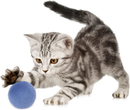 Glaciart One Felt Balls, Felt Pom Poms (5 Pieces) 4 Centimeters - 1.6 Inch, Handmade Felted 5 Vibrant Colors Wool Balls for Cats, Felting and Garland