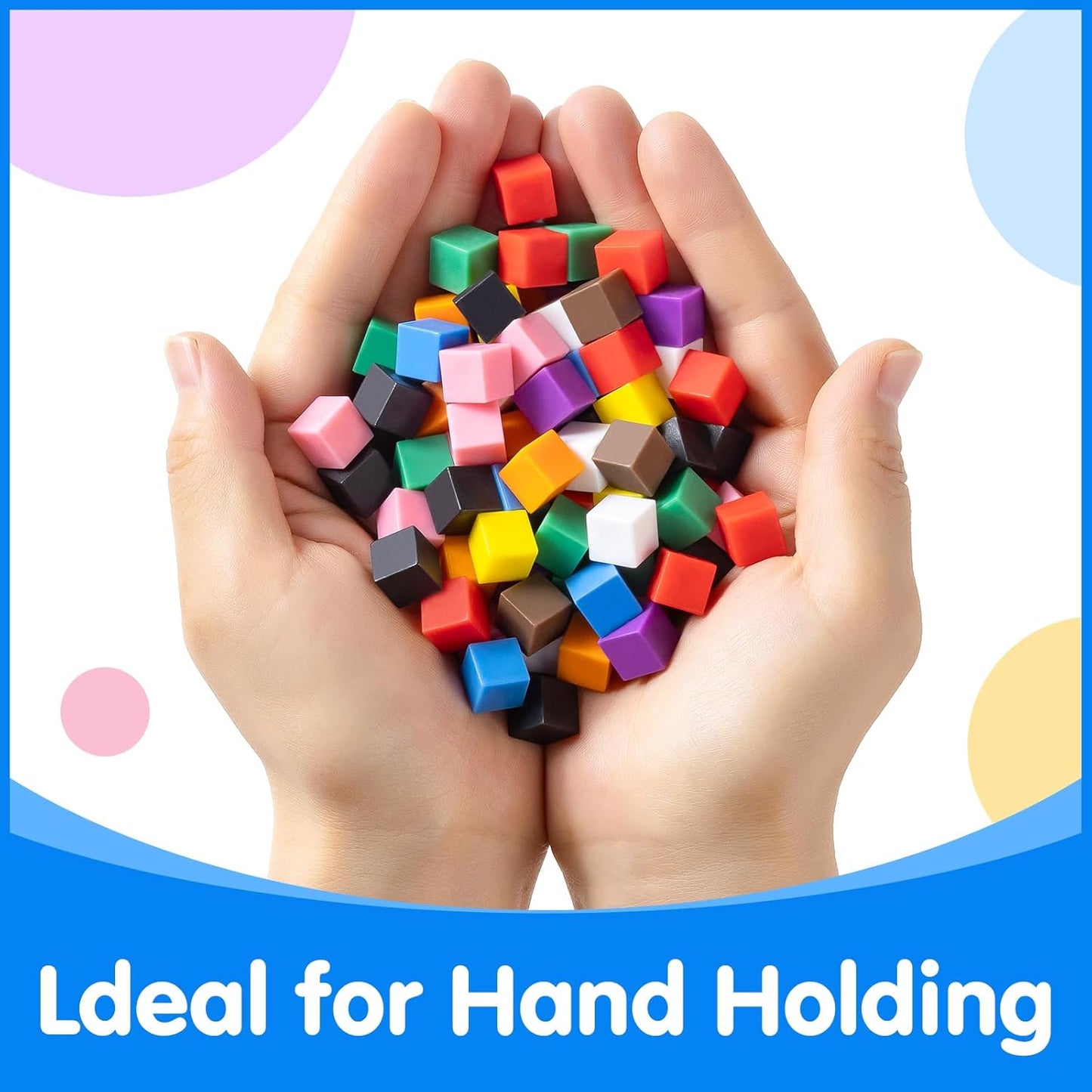 Pixel Art Creator – 400 Hard Plastic Cubes - 100 Pcs Math Linking Cubes with 384 Cartoon Stickers, STEM Toy for 5+ Year Olds, Fine Motor Skills Game & Kinder Classroom Must-Have