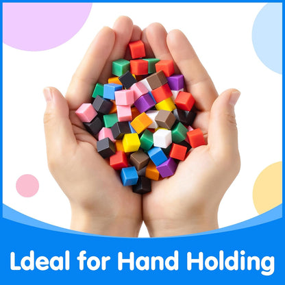 Pixel Art Creator – 400 Hard Plastic Cubes - 100 Pcs Math Linking Cubes with 384 Cartoon Stickers, STEM Toy for 5+ Year Olds, Fine Motor Skills Game & Kinder Classroom Must-Have