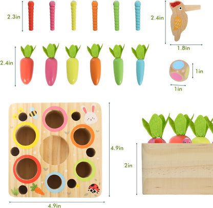 Ancaixin Montessori Toys for Babies 6-12 Months, Wooden Toys for 1 Year Old Boys and Girls, Educational Carrot Harvest Toy for Toddlers, Shape Sorting Matching Puzzle, Developmental Birthday Gifts