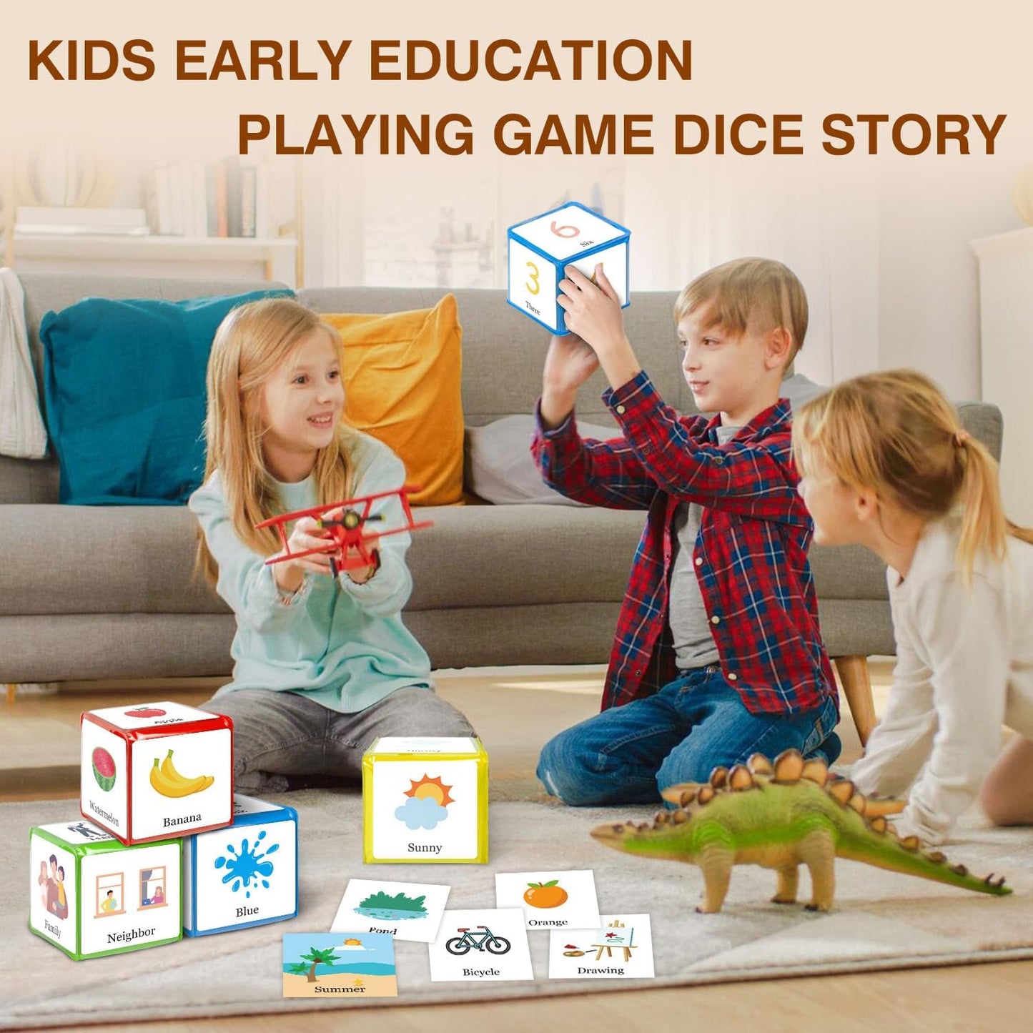Pocket Story Dice for Kids Playing Game Cubes for Classroom Teaching, Education Soft Foam Dice Teacher Teaching Story Cubes Toys for School Learning Activities(Set of 1)