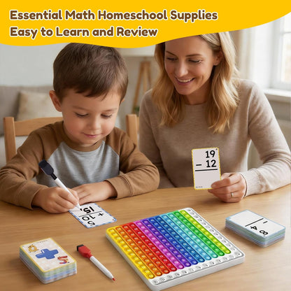 JoyCat Multiplication Flash Cards + Chart- 156 Hole Punched Math Game Flashcards for Kids Ages 8 and Up, Times Table Manipulatives for Preschoolers 3rd,4th,5th,6th Grade
