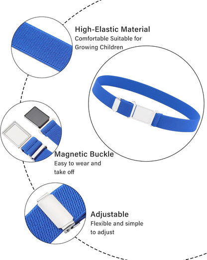 AWAYTR 3 PCS Kids Adjustable Magnetic Belts - Easy to Use Magnetic Buckle Belt for Boys and Girls