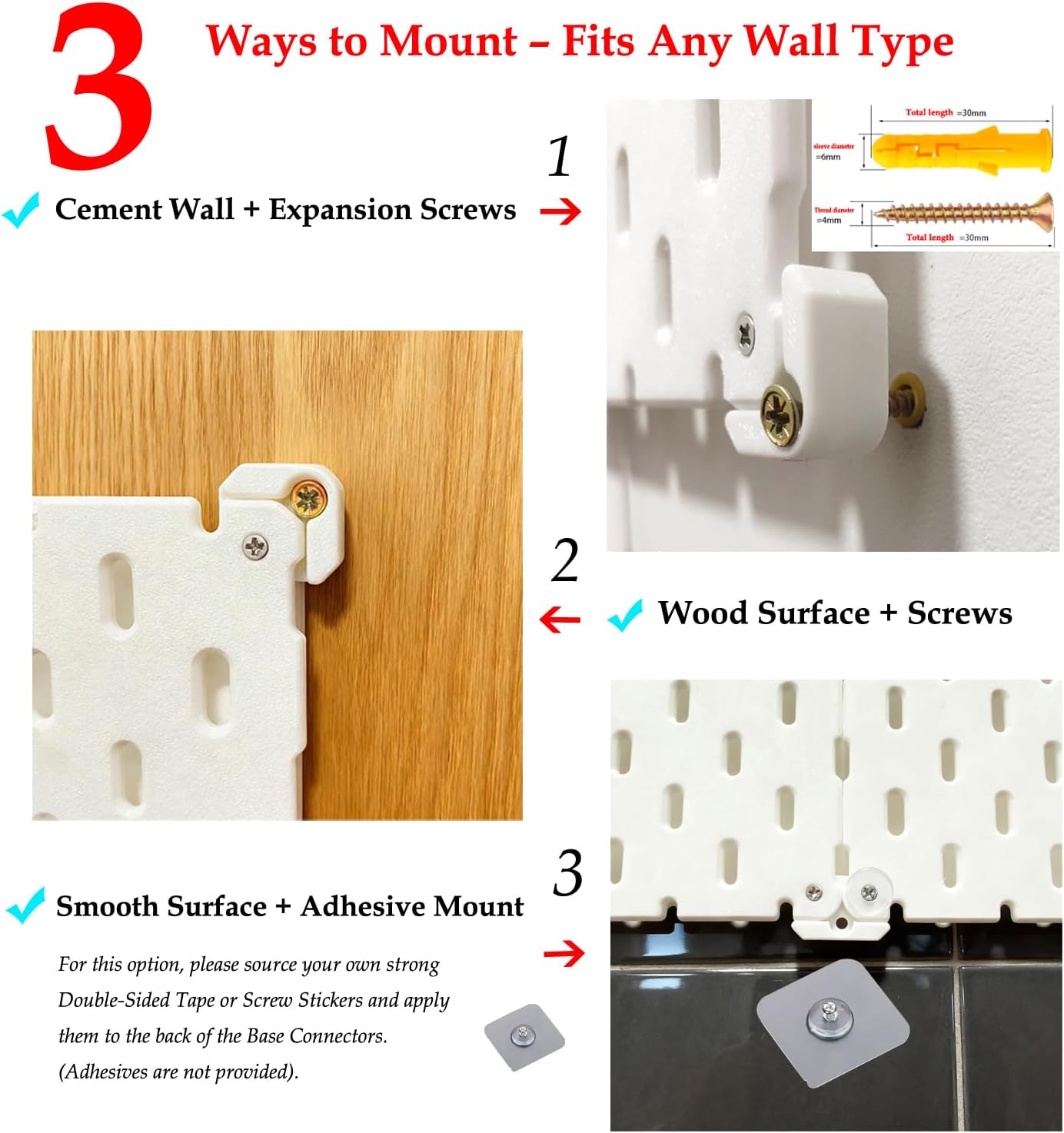 Kulle Peg Board,8 Pack Pegboard Wall Organizer,Plastic Pegboard Panels,Easy Install Heavy Duty Peg Board for Walls Home, Garage Tool Storage, Office Organization, Craft Room, Kitchen(White)