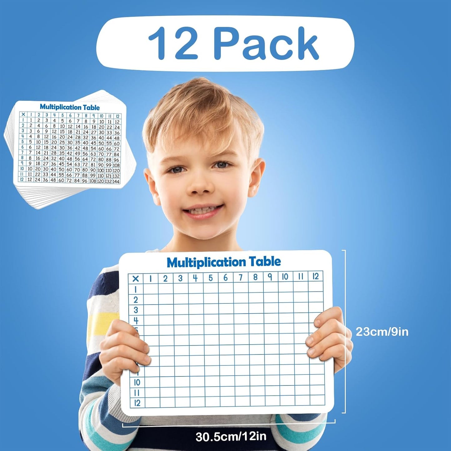 Aizweb 12 Pack Dry Erase Board Card,9" x 12" Small Whiteboard Number Line 120 Numbers Chart Ten Frame,Math Manipulatives Addition Subtraction Game for Student Classroom Must Haves Teacher Supplies