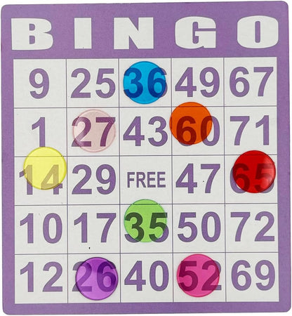 SUTIMSHE 500 Pcs of 3/4 inch Transparent 8 Color Clear Bingo Counting Chips Plastic Markers for Bingo Games, Math Counters,Classroom,Fun Family Game Night, Large Group Games