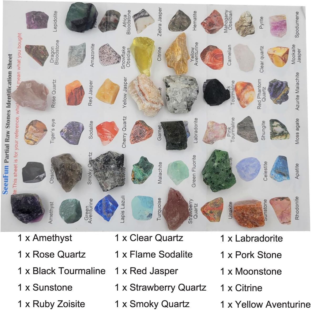 Rock & Mineral Collection Kit for Adults and Kids Natural Rocks for Tumbling Polishing Gemstone Raw Crystals Rough Stones for Wicca & Reiki (15Pcs)