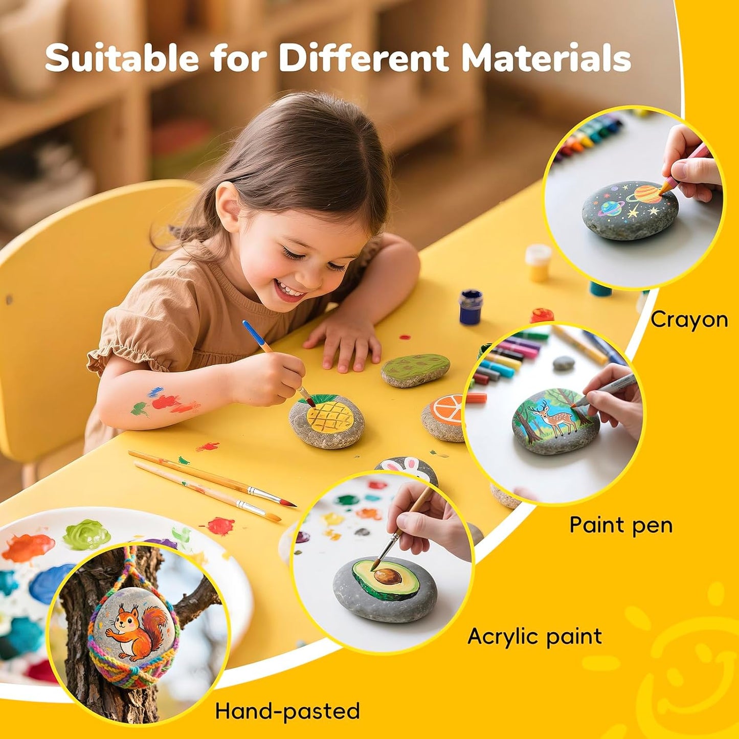 Simetufy 25 Pcs Rocks for Painting, 2"-3" Painting River Rocks, Flat & Smooth Stones to Paint, Hand Picked Natural Stones for Painting, Crafts for Kids & Adults