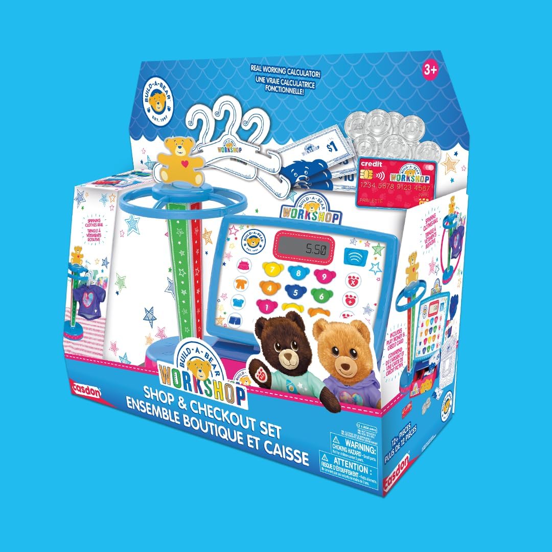 Casdon Build-A-Bear Workshop Toy Shop & Checkout Set | Officially Licensed Build-A-Bear Toy Play Set | Perfect for Roleplay for Children Ages 3+ | Includes Electronic Cash Register