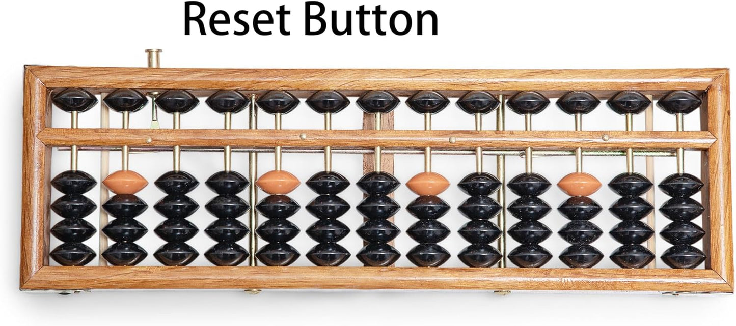 Black long Di fang Wooden Abacus - Professional 13 Column Soroban - 10.83 Inches (27.5 Centimeters) - Calculator with Reset Button - Made