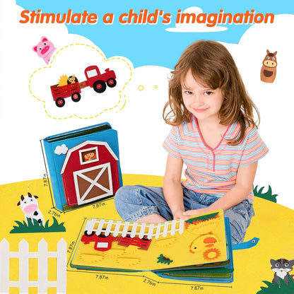 Daily Life of Boys Busy Book for Toddlers,Montessori Busy Books,Preschool Felt Busy Quiet Book Learning Life Skills,House Pretend Play Dress UP Game,Montessori Toys for 3 4 5 Years Autism Sensory