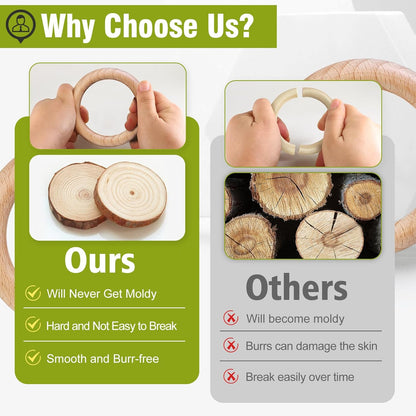 FoDau770 5pcs Natural Beech Wooden Rings, Unfinished Solid Wood Rings Heavy Duty Wood Circles, Macrame Craft Circles for Party, Home Decor & DIY Making - Outer Diameter: 3 Inch