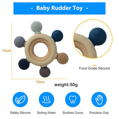 Baby Teething Toys Teething Rings Silicone Teethers for Babies 6-12 Months Baby Rattles & Plush Rings Sensory Toys for Soothing Sore Gums for Newborn Infant Essentials (Animals)