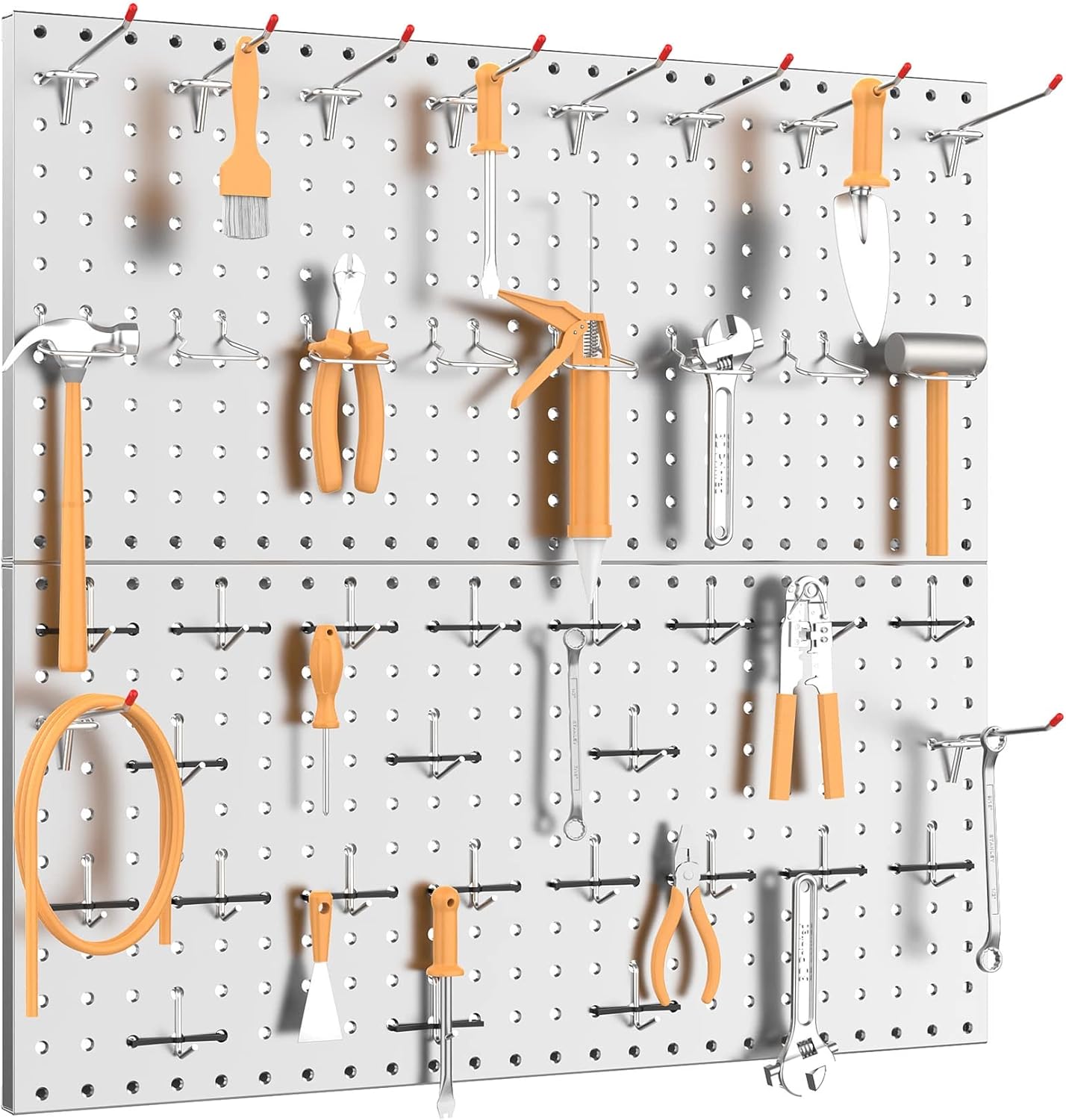 TORACK Metal Pegboard Wall Organizer 24" x 24" or 12" x 48", 70 PCS Tools Storage Pegboard for Garage Tool Organizer Pegboard with Peg Board Hooks for Workbench(Blue)