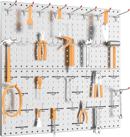 TORACK Metal Pegboard Wall Organizer 24" x 24" or 12" x 48", 70 PCS Tools Storage Pegboard for Garage Tool Organizer Pegboard with Peg Board Hooks for Workbench(Blue)