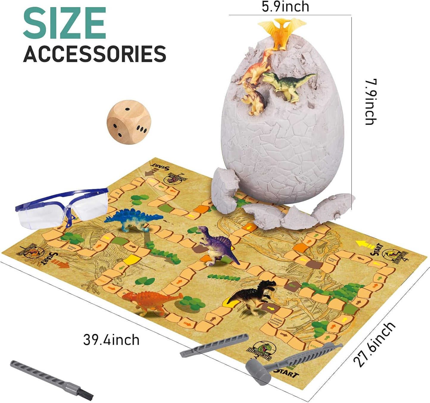 Jumbo Dino Egg Dig Kit, Dinosaur Toys for Kids 5-7, Dinosaur Eggs with 12 Dinosaurs inside, Dino Toy Outdoor Gift with Dinosaur Card, Dinosaur Egg Excavation for Kids Boys Girls Gift 6 and up year old