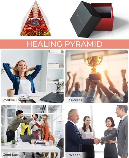 Crystals and Healing Stones, 9 Pcs Healing Crystals Set, 7 Chakra Crystal Stones Set Real Natural Selenite Pyramid Reiki Raw Rock Energy Protection Meditation with Wooden Box, Crystal Gifts for Women