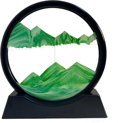 SANDCLE Moving Sand Art Liquid Motion - Moving Sand Art Picture Decor 3D Deep Sea Sandscape, Round Glass Frame Display Flowing Sand Relaxing Toy for Desktop Home Office Work Decoration(Blue, 12")