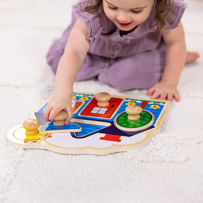 Melissa & Doug Pet Animals Jumbo Knob Puzzle, Wooden Peg Puzzle for Toddlers, Educational Toy for Shape Recognition and Fine Motor Skills, Ages 1+