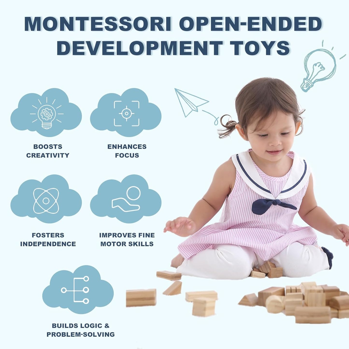 80-Piece Wooden Alphabet Building Blocks Set - Creative ABC Letters, Numbers & Shapes Blocks for Building Castles, Rockets, Robots | Educational Stacking Toys with Math Symbols for Kids Ages