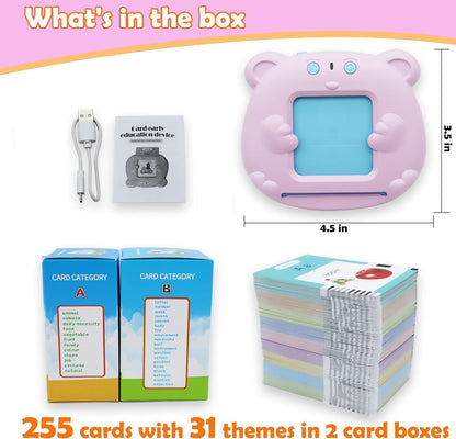 Spanish & English 510 Words Alphabet Bilingual Talking Flash Cards for 3-8 Years Toddlers, Pocket Speech Buddy Therapy Autism Toys, Educational Learning Interactive Toy for Boys Girls Kids Gifts Blue