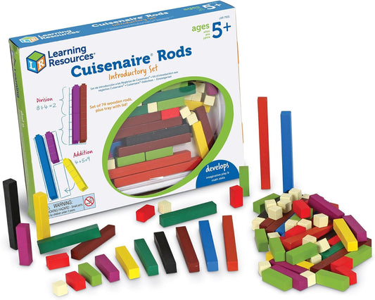 Cuisenaire Rods Kit for Fractions, Wood, Grades 4-6 (12 Trays, 1 Set of Overhead Rods, and Book)