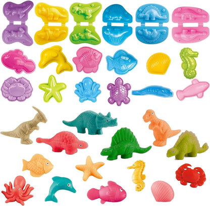 Unleash Creativity with 6 Unique Dino Molds Dough Toys Dough Accessories Set.Ideal as a Gift for Kids Aged 3-4-8 Years