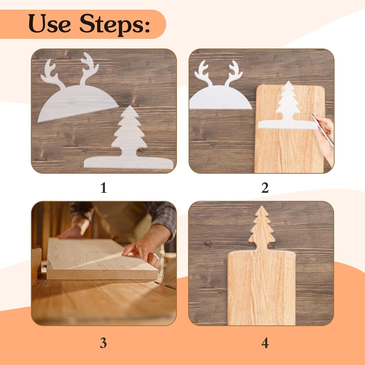 Router Templates, 4pcs Acrylic Charcuterie Board Handle Template, LYMOI Clear Cut Board Thick Handle Template, Angled Curvy Tracing Stencils Cut Guide Tools for Kitchen Woodworking. (Style 1)