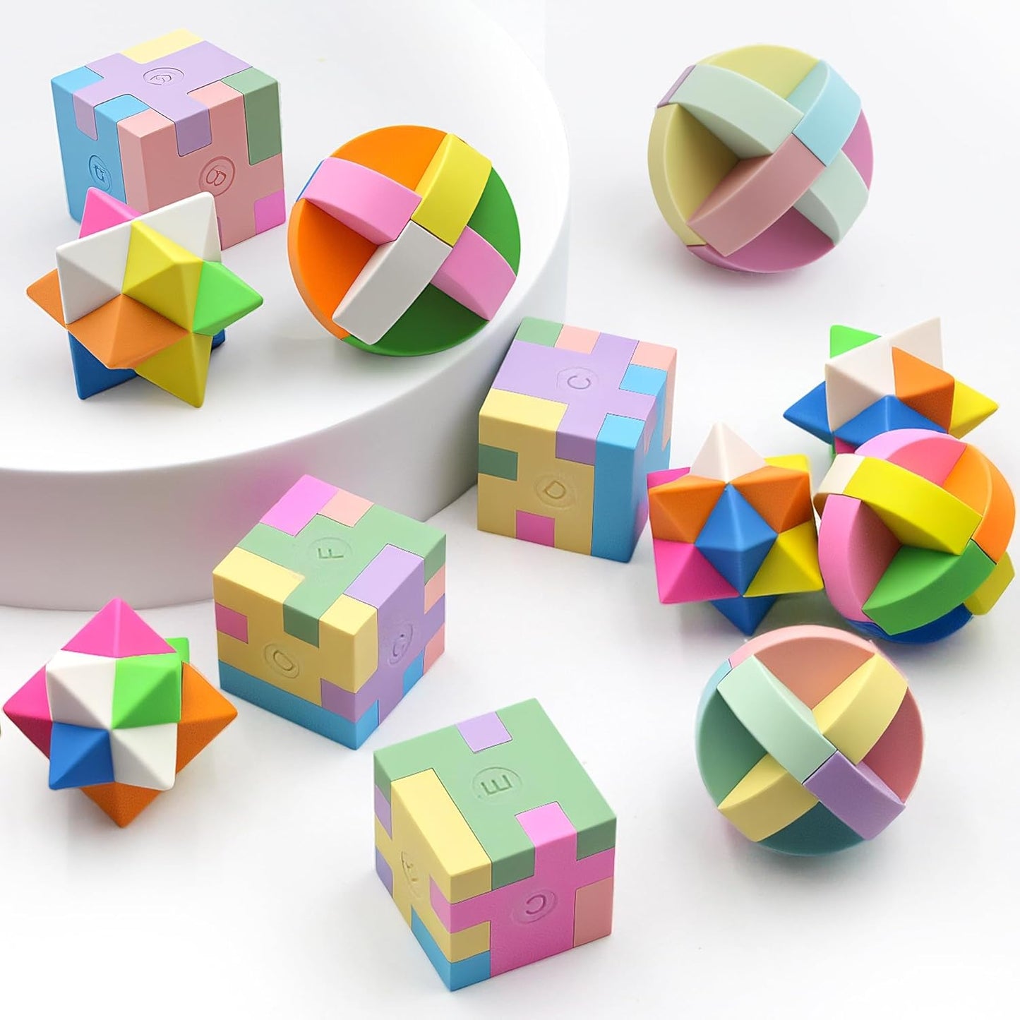 PROLOSO 15 Pcs Puzzle Cube Pencil Erasers Kids Party Favors Classroom Student Prizes Brain Teasers