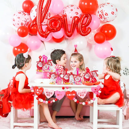 Haooryx Valentine's Day Shovels Toy Gift Set - Plastic Shovel Toy White Red Pink Mini Sand Scoop Shovel Toys Valentines Party Gift 18Set Shovels I Dig You Stickers Labels Clear Bags and 1 Heart Ribbon