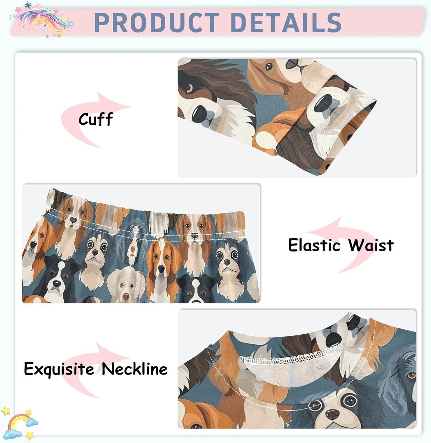 ALAZA Shark Starfish Palm Tree 2 Piece Pajama Set Long Sleeve Top and Pants Sleepwear Unisex - Colors A