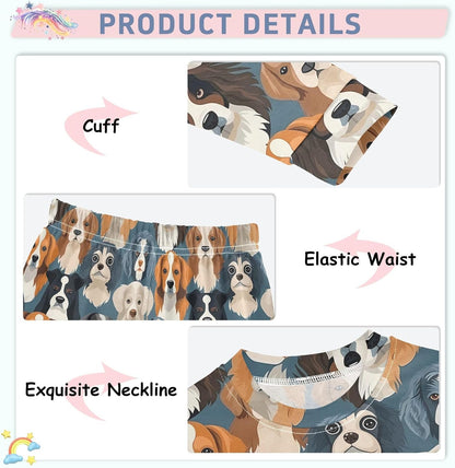 ALAZA Shark Starfish Palm Tree 2 Piece Pajama Set Long Sleeve Top and Pants Sleepwear Unisex - Colors A