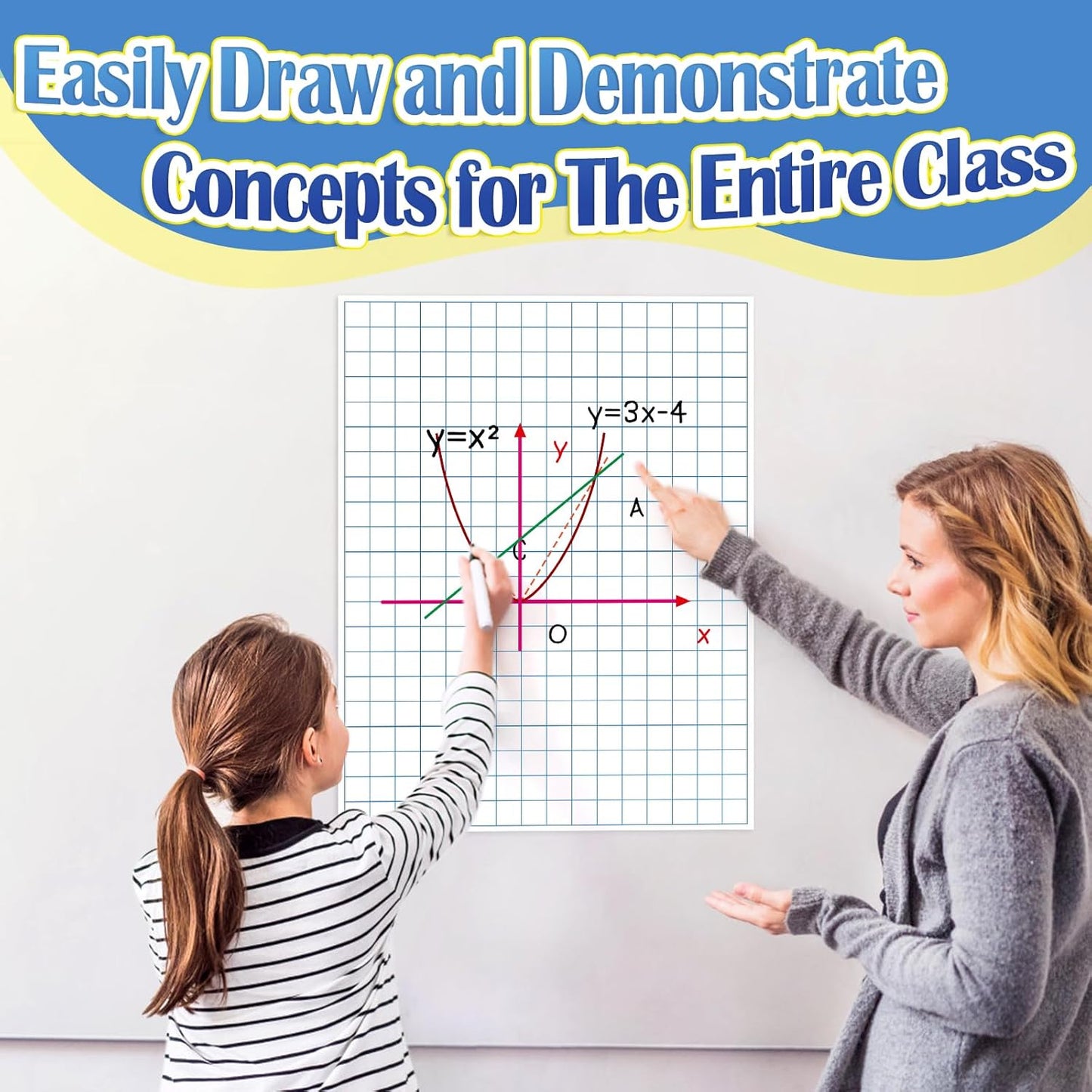 Aizweb Giant Magnetic Lined Notebook Paper,2 Dry Erase Sheets,Total Area 17" x 21.5",Handwriting Practice for Classroom Whiteboard,Chart Paper Teacher Must Have Homeschool Teaching Supplies
